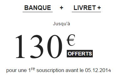 Fortuneo banque : jusqu'à 130€ offerts en cumulant l'ouverture du compte courant et du livret +